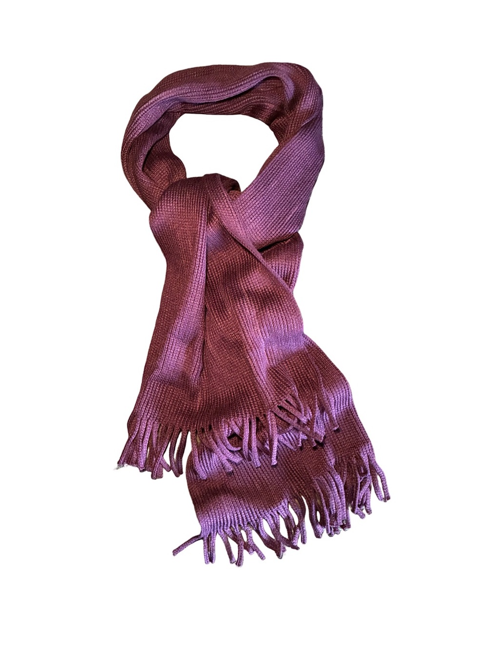 Men’s Soft Knit Purple Ribbed Scarf with Fringe - NWOT